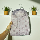 Men's Traditional Embroidered Kurta (Lavender)