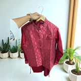Men’s Brocade Nehru Jacket – Maroon Red