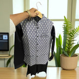 Men’s Diamond Printed Nehru Jacket – Black & White