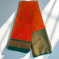 Kanjivaram-Style Traditional Silk Saree – Orange with Green Zari Border