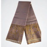 Mauve-Gold Silk Blend Saree with Woven Bird & Floral Border