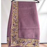 Dusty Lavender Tissue Silk Saree with Floral Embroidered Border