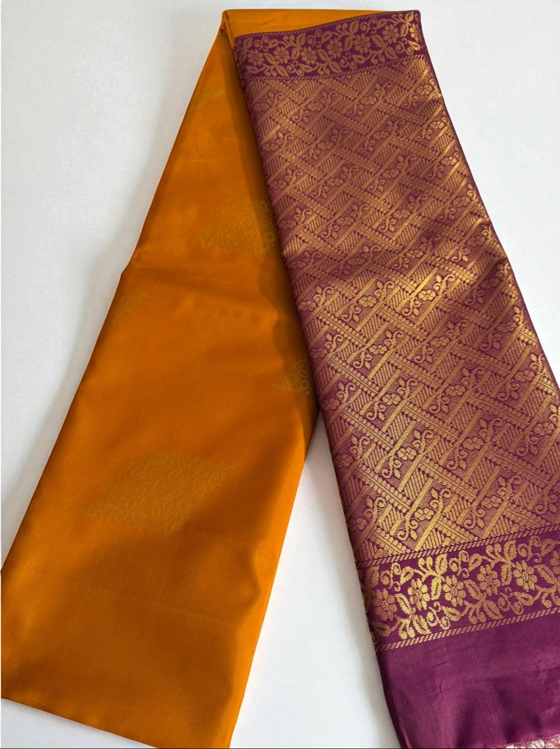 Dual-Tone Kanjivaram Style Soft Silk Saree in Mustard & Magenta