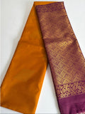 Dual-Tone Kanjivaram Style Soft Silk Saree in Mustard & Magenta