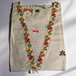 Women’s V-Neck Embroidered Kurti – Off-White with Red & Yellow Floral Work