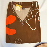 Printed Cotton Kurti – Chocolate Brown with Abstract Pattern